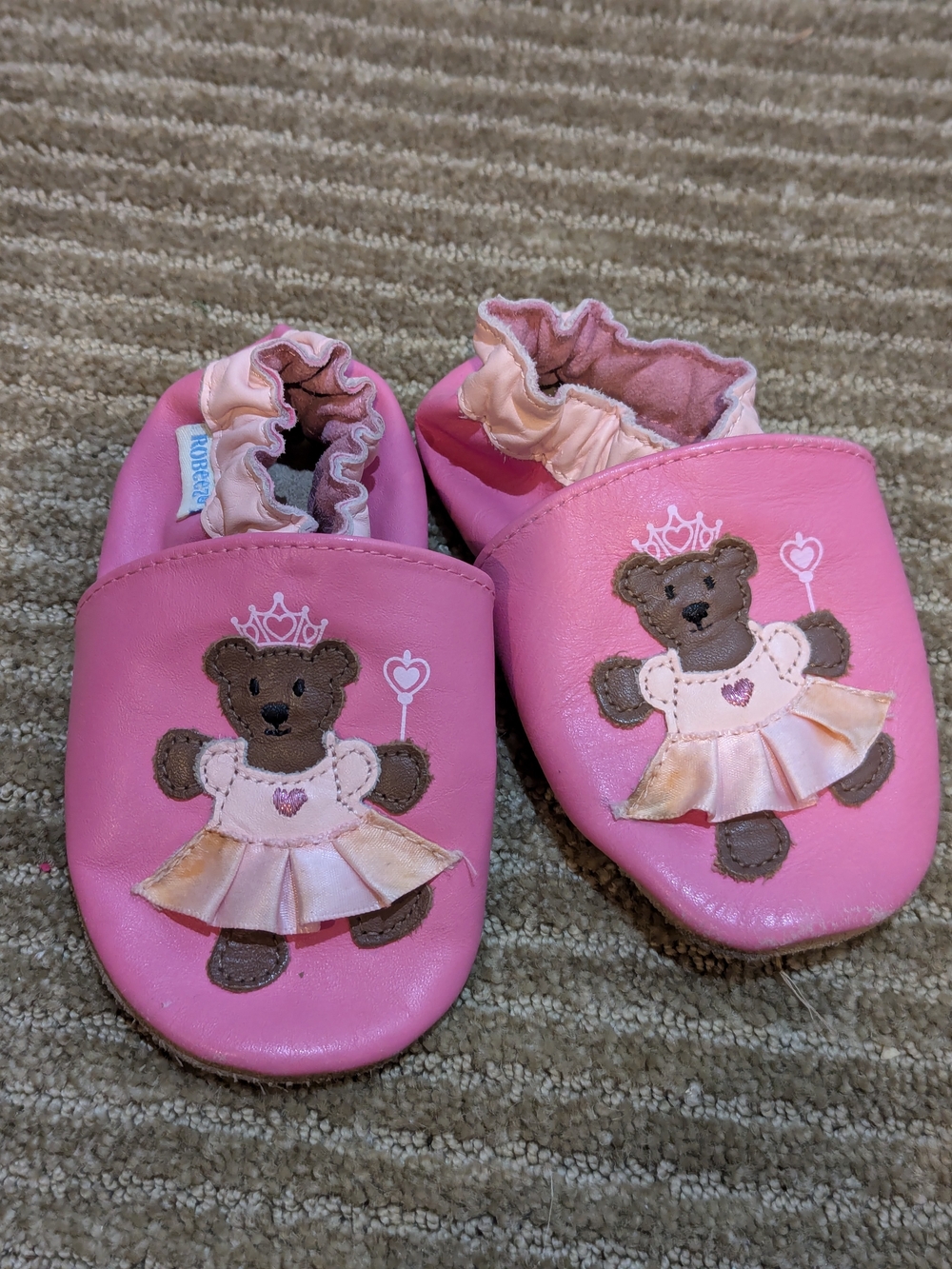 Robeez Toddler Pink Bear Ballet Soft Sole Shoes